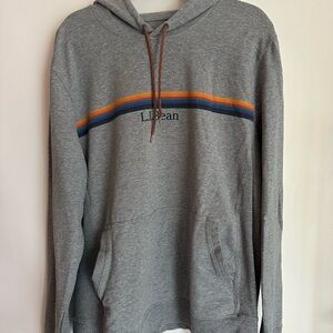L.L. Bean Gray Hoodie with Multicolor Stripe